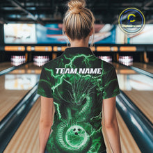 Load image into Gallery viewer, Custom Green Thunder Lightning Dragon Bowling Quarter-Zip Shirts For Women, Team Uniform IPHW9759