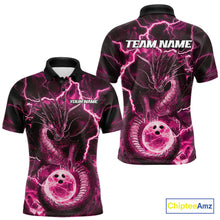 Load image into Gallery viewer, Custom Pink Thunder Lightning Dragon Bowling Polo Shirts For Men, Team Uniform IPHW9760