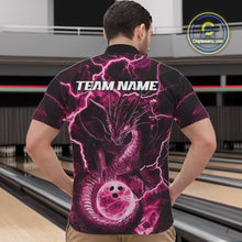 Load image into Gallery viewer, Custom Pink Thunder Lightning Dragon Bowling Quarter-Zip Shirts For Men, Team Uniform IPHW9760