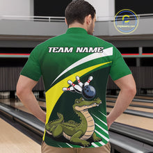 Load image into Gallery viewer, Custom Funny Green Alligator Bowling Quarter-Zip Shirt For Men, Bowling League Shirt For Team IPHW9926