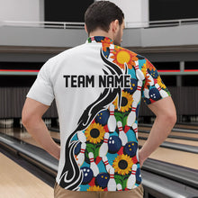 Load image into Gallery viewer, Custom Sunflower Bowling Pattern Quarter-Zip Shirts For Men, Sunflower Bowling Team Shirts IPHW8439