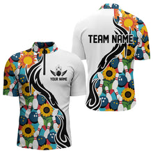 Load image into Gallery viewer, Custom Sunflower Bowling Pattern Quarter-Zip Shirts For Men, Sunflower Bowling Team Shirts IPHW8439