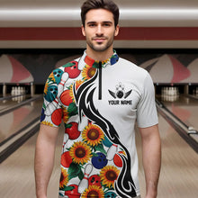 Load image into Gallery viewer, Custom Sunflower Bowling Pattern Quarter-Zip Shirts For Men, Sunflower Bowling Team Shirts IPHW8440