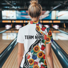 Load image into Gallery viewer, Custom Sunflower Bowling Pattern Quarter-Zip Shirt For Women, Sunflower Bowling Team Shirt IPHW8440
