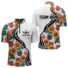 Load image into Gallery viewer, Custom Sunflower Bowling Pattern Quarter-Zip Shirts For Men, Sunflower Bowling Team Shirts IPHW8440