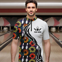 Load image into Gallery viewer, Custom Sunflower Bowling Pattern Quarter-Zip Shirts For Men, Sunflower Bowling Team Shirts IPHW8442