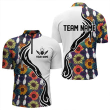 Load image into Gallery viewer, Custom Sunflower Bowling Pattern Quarter-Zip Shirts For Men, Sunflower Bowling Team Shirts IPHW8442