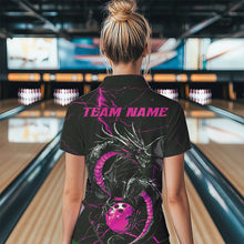 Load image into Gallery viewer, Black And Pink Custom Dragon Bowling Womens Quarter-Zip Shirt, Dragon Bowling League Shirts IPHW8688