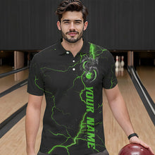 Load image into Gallery viewer, Black And Green Custom Dragon Bowling Polo Shirts For Men, Dragon Bowling League Shirts IPHW8689