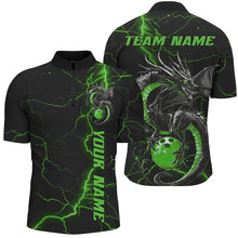 Load image into Gallery viewer, Black And Green Custom Dragon Bowling Quarter-Zip Shirts For Men, Dragon Bowling League Shirts IPHW8689