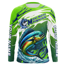 Load image into Gallery viewer, Custom Mahi Mahi Fishing Jersey, Mahimahi Long Sleeve Uv Protection Fishing Shirts | Green IPHW6869