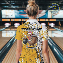Load image into Gallery viewer, Custom Funny Yellow Thanksgiving Turkey Bowling Women Polo Shirts, Turkey Bowling Jerseys IPHW9766