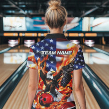 Load image into Gallery viewer, Custom USA Eagle Ladies Bowling Quarter-Zip Shirt, Patriotic Bowling League Shirt IPHW8451