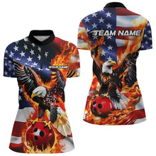 Load image into Gallery viewer, Custom USA Eagle Ladies Bowling Quarter-Zip Shirt, Patriotic Bowling League Shirt IPHW8451