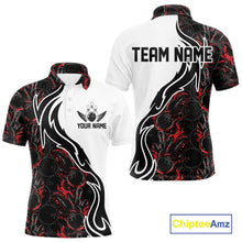 Load image into Gallery viewer, Custom Black And Red Flame Bowling Team Shirts, Bowling League Shirt Men Bowling Jersey IPHW10543