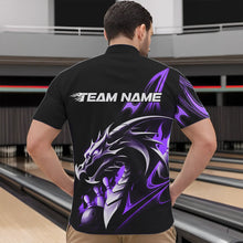 Load image into Gallery viewer, Custom Black And Purple Flame Dragon Bowling Quarter-Zip Shirts For Men, Bowling League Shirt IPHW8704