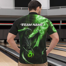 Load image into Gallery viewer, Custom Black And Green Flame Dragon Bowling Quarter-Zip Shirts For Men, Dragon Bowling Jerseys IPHW8965