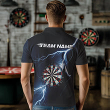 Load image into Gallery viewer, Blue Thunder Lightning Dartboard Custom Dart Polo Shirts For Men, Dart Team League Shirt IPHW8486
