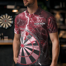 Load image into Gallery viewer, Custom Red Thunder Lightning Dartboard Dart Polo Shirts For Men, Dart Tournament Team Shirt IPHW8489
