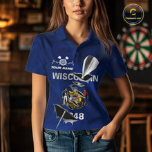 Load image into Gallery viewer, Custom Wisconsin State Flag Silver Dart Steel Tip Dart Women Polo Shirt, Dart Team Jerseys IPHW10560