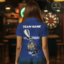 Load image into Gallery viewer, Custom Wisconsin State Flag Silver Dart Steel Tip Dart Women Polo Shirt, Dart Team Jerseys IPHW10560