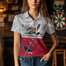 Load image into Gallery viewer, Custom California State Flag Silver Dart Steel Tip Dart Women Polo Shirt, Dart Team Jerseys IPHW10561