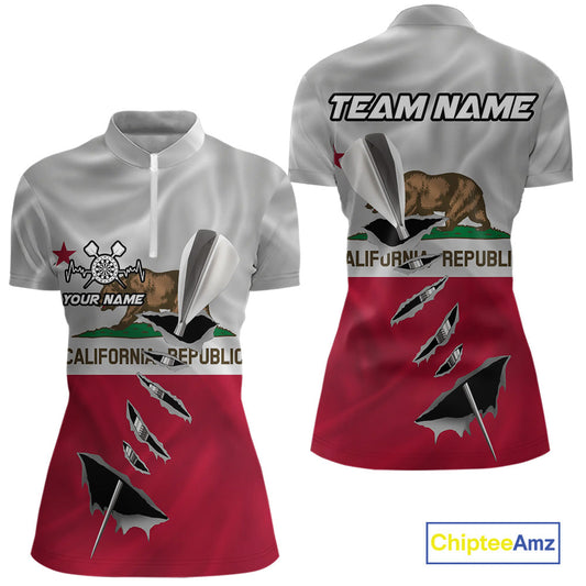 Custom California State Flag Silver Dart Steel Tip Dart Women Shirt, Dart Team Jerseys IPHW10561