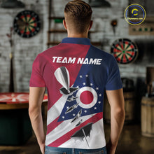 Load image into Gallery viewer, Custom Ohio State Flag Silver Dart Steel Tip Dart Men Polo Shirt, Ohio Dart Team Jerseys IPHW10563