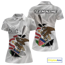 Load image into Gallery viewer, Custom Illinois State Flag Silver Dart Steel Tip Dart Women Polo Shirt, Dart Team Jerseys IPHW10565
