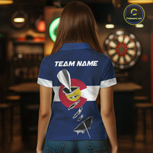 Load image into Gallery viewer, Custom Colorado State Flag Silver Dart Steel Tip Dart Women Polo Shirt, Dart Team Jerseys IPHW10568