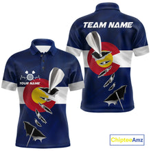 Load image into Gallery viewer, Custom Colorado State Flag Silver Dart Steel Tip Dart Men Polo Shirt, Dart Team Jerseys IPHW10568