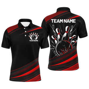 Black And Red Custom Classic Bowling Shirts For Men, Bowling Uniform Bowling Jerseys For Team IPHW7264