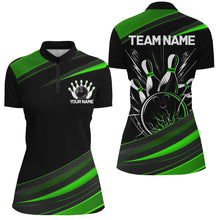 Load image into Gallery viewer, Black And Green Custom Classic Ladies Bowling Shirts, Bowling Uniform For Team IPHW7266