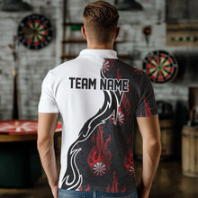 Load image into Gallery viewer, Black And Red Flame Dartboad Custom Dart Polo Shirts For Men, Dart Tournament Team Shirt IPHW8500
