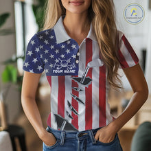 Load image into Gallery viewer, Custom US Flag Golf Club Patriotic Golf Team Shirt For Women, American Golfer Outfits IPHW10579