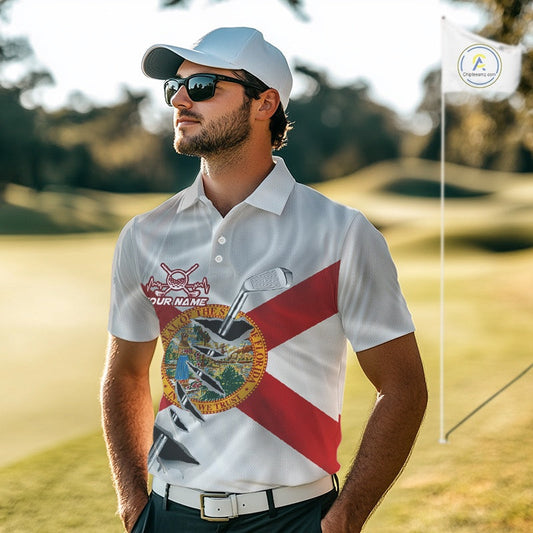 Custom Florida State Flag Golf Club Patriotic Golf Team Shirt For Men, Golfer Outfits IPHW10580