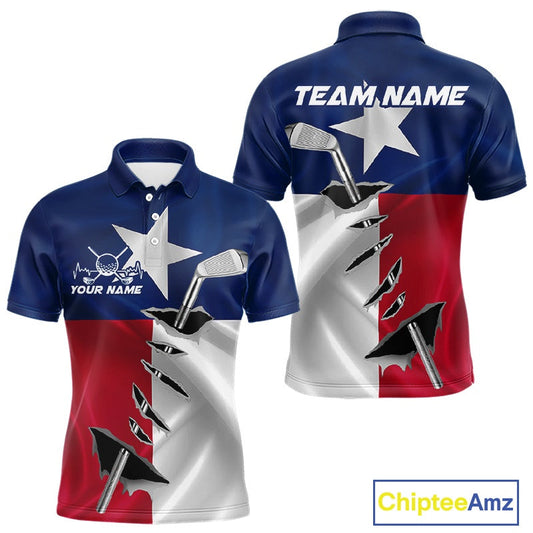 Custom Texas State Flag Golf Club Patriotic Golf Team Shirt For Men, TX Golfer Outfit IPHW10582