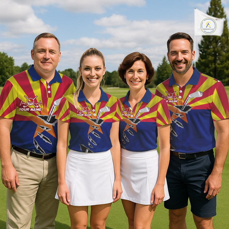 Custom Arizona State Flag Golf Club Patriotic Golf Team Shirt For Men, Golfer Outfits IPHW10583