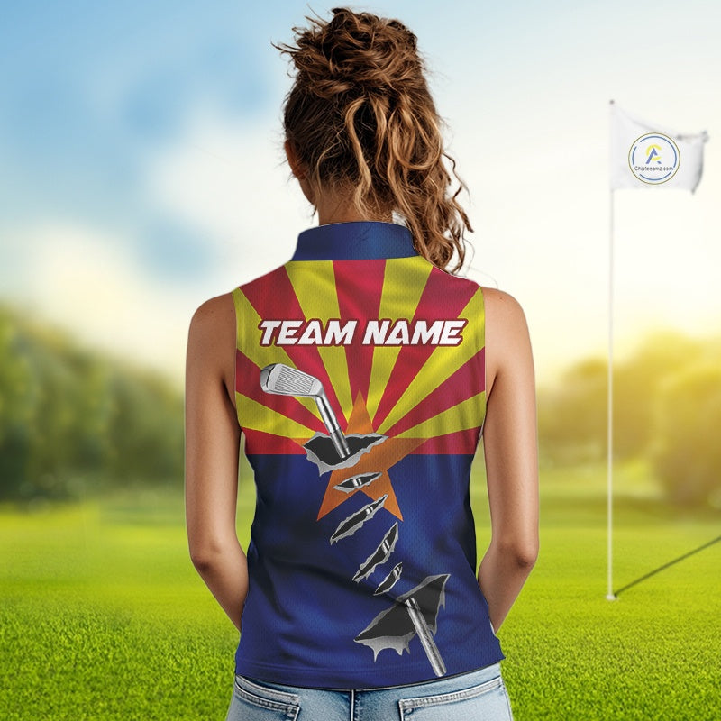 Custom Arizona State Flag Golf Club Patriotic Golf Team Shirt For Women, Golfer Outfits IPHW10583