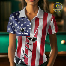 Load image into Gallery viewer, Custom US Flag Silver Billiard Cue Patriotic Billiard 8 Ball Shirts For Women Team Jerseys IPHW10585