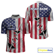 Load image into Gallery viewer, Custom US Flag Silver Billiard Cue Patriotic Billiard 8 Ball Shirts For Men Team Jerseys IPHW10585
