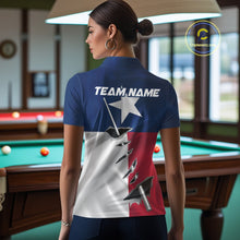Load image into Gallery viewer, Custom Texas State Flag Silver Billiard Cue Patriotic Billiard 8 Ball Shirts For Women IPHW10587