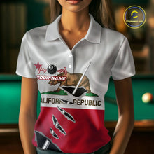 Load image into Gallery viewer, Custom California State Flag Silver Billiard Cue Patriotic Billiard 8 Ball Shirts For Women IPHW10586