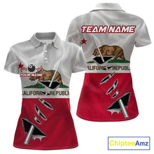 Load image into Gallery viewer, Custom California State Flag Silver Billiard Cue Patriotic Billiard 8 Ball Shirts For Women IPHW10586