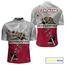 Load image into Gallery viewer, Custom California State Flag Silver Billiard Cue Patriotic Billiard 8 Ball Shirts For Men IPHW10586
