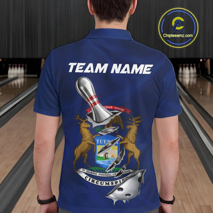 Custom Michigan State Flag Silver Bowling Ball And Pin Patriotic Bowling Shirts For Men IPHW10589