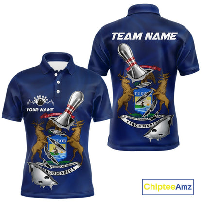 Custom Michigan State Flag Silver Bowling Ball And Pin Patriotic Bowling Shirts For Men IPHW10589