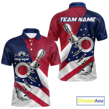 Load image into Gallery viewer, Custom Ohio State Flag Silver Bowling Ball And Pin Patriotic Bowling Shirts For Men IPHW10590