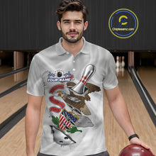 Load image into Gallery viewer, Custom Illinois State Flag Silver Bowling Ball And Pin Patriotic Bowling Shirts For Men IPHW10591