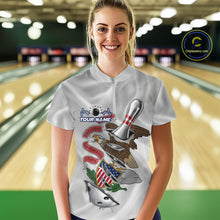 Load image into Gallery viewer, Custom Illinois State Flag Silver Bowling Ball And Pin Patriotic Bowling Shirt For Women IPHW10591